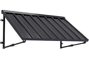 GDPFN Metal Awning for Door Entrance, 54x24 Inches Adjustable Angle Window Awnings for Patio, Sunsetter Shade Canopy Outdoor Exterior for Front Doors, Windows, Porches, Balconies, Black