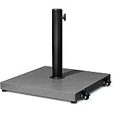 VredHom Patio Umbrella Base 43lbs Outdoor Umbrella Stand with Wheels, Heavy Duty Square Concrete Stand Market Umbrella, Gray