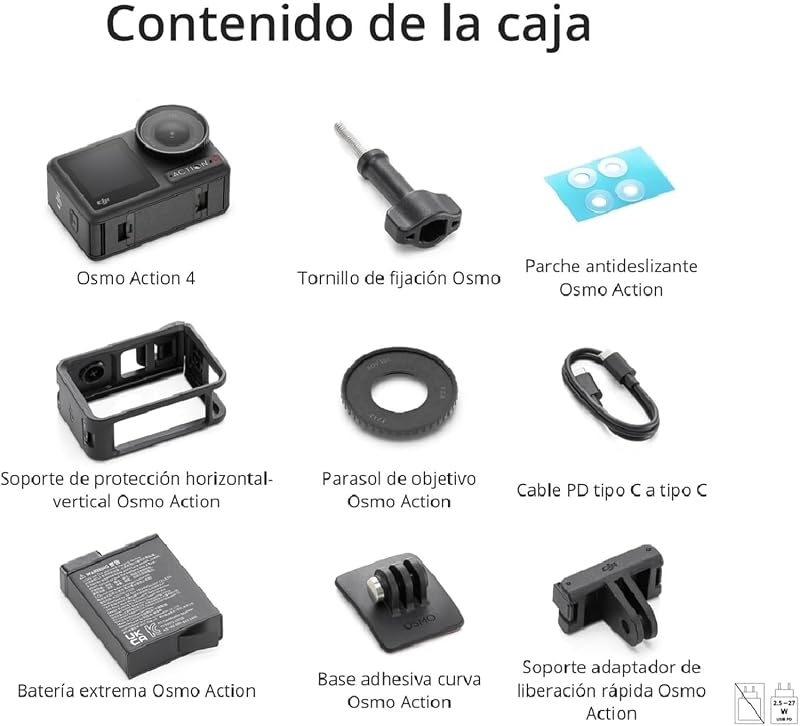 Dji - osmo action 4 standard pack - câmera de ação subaquática 4k/120fps com sensor de 1/1,3 polegada, ótimo desempenho em pouca luz, cor d-log m de 10 bits, bateria de longa duração de 1770 mah