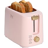 Paris Hilton 2-Slice Toaster, Extra-Wide Slots, 7 Browning Settings, Bagel &amp; Defrost Functions, Removable Crumb Tray, Pink