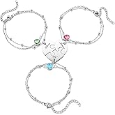 Top Plaza Best Friend Bracelets for 3 Friendship BFF Bracelets Matching Puzzle Heart Relationship Bracelets for Young Women Friendship Jewelry Best Friend Birthday Gifts