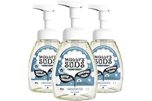 Molly’s Suds Foaming Hand Soap – Made with Aloe and Coconut Oil | Moisturizing Hand Wash | Clean Ingredients, Infused with Essential Oils | Unscented – 8.25 Oz (Pack of 3)