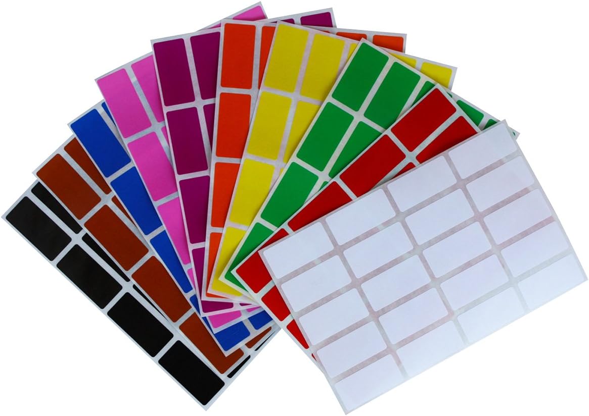 Royal Green Color Coding Labels Rectangle Florescent neon 1.57 inch x 0.75 inch Rectangular Stickers in 15 Colors Great for File Folder tabs (40mm x 19mm) - 300 Pack : Office Products