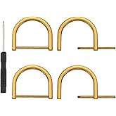 PATIKIL 1-1/2 Inch D-Rings Screw in Shackle, 4 Pcs Horseshoe Clasp U Shape D Rings with Screwdriver for Purse Keychain Strap Buckle DIY Leather Craft, Dark Gold