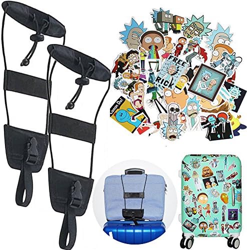 Bag Bungee - Armix Luggage Bungee Strap Add a Bag Suitcase Adjustable Belt, with 36 pcs Laptop and Luggage Stickers (2 pack)