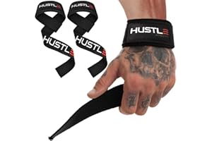 HUSTLE ATHLETICS Hustle Lifting Straps Gym Wrist Wraps - 24" Strong Cotton Weightlifting Wrist Straps to Support Grip and Lift Heavier - Ultimate Workout Deadlift Straps for Weight Lifting
