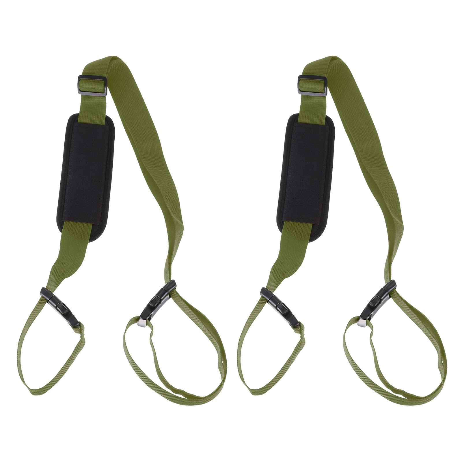 PATIKIL Carrying Beach Chair Straps, 2 Pack Adjustable Shoulder Straps for Folding Chair Backpack, Dark Green