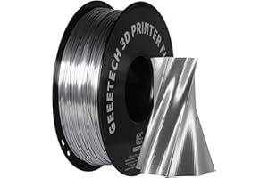 Geeetech Silk PLA Filament 1.75mm for 3D Printer, Metal-Like Shiny Consumable 1kg (2.2lbs) 1 Spool, Dimensional Accuracy +/- 0.03 mm,Metallic Silver