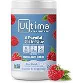 Ultima Replenisher Daily Electrolyte Drink Mix – Blue Raspberry, 90 Serving – Hydration Powder with 6 Key Electrolytes & Trac