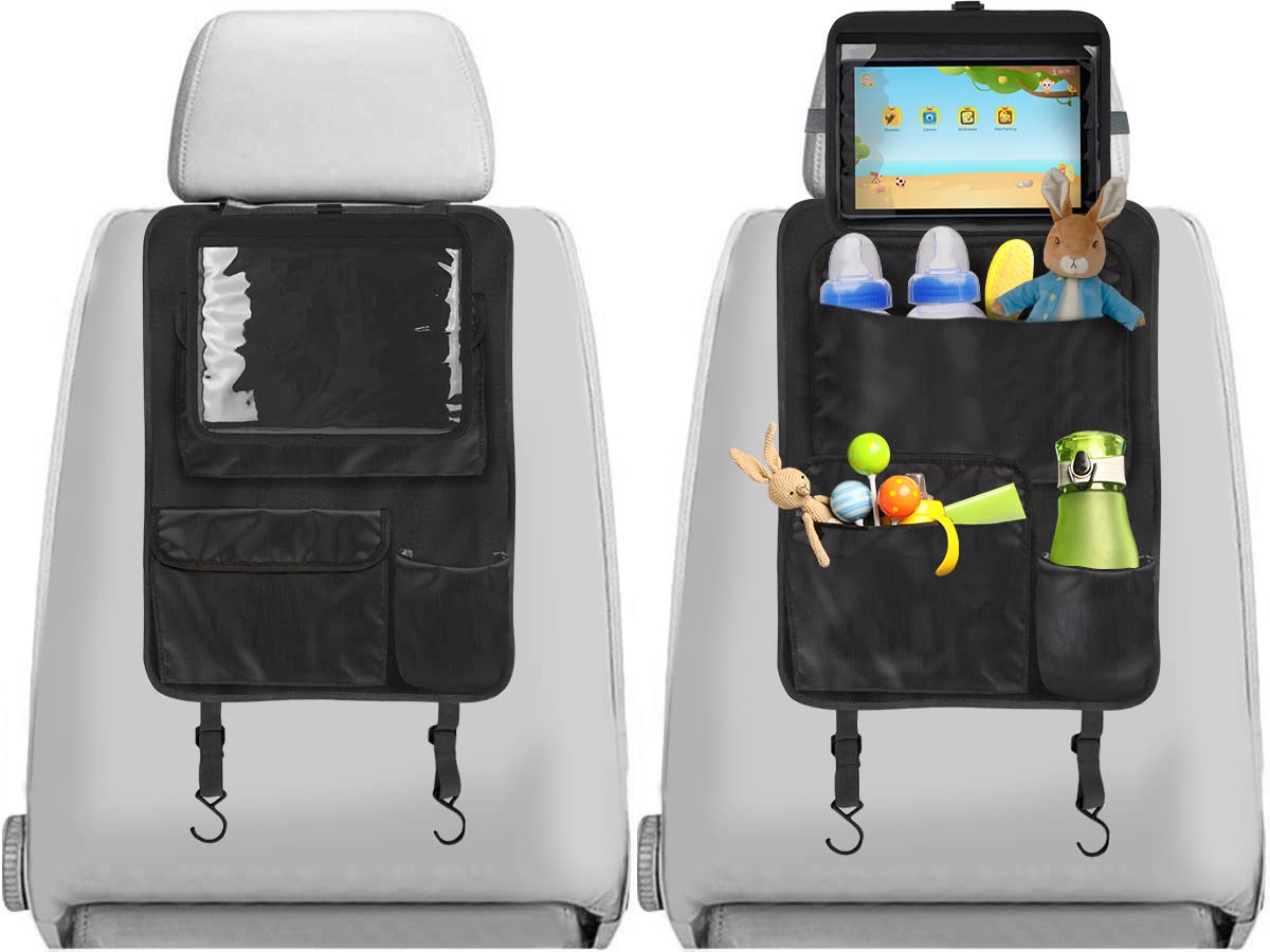 Bebe Style Car Organiser Back Seat with Detachable Tablet Holder for Kids, 2-Piece Children's Strap-on Organisers, Keep Vehicle Tidy During Travel
