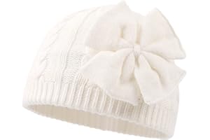 JANGANNSA Winter Warm Knitted Baby Hat for Girls Cotton Lined Infant Toddler Hat Autumn Cute Bow Classic Girls Beanie 0-6Y