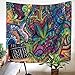 Qchengsan Flower Psychedelic Tapestry, Abstract Unusual Figure with Color and Form Details Hippie Arabesque Retro Pattern, Wall Hanging for Bedroom Living Room Dorm(CS-BS12-4)