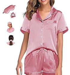 WJing Yi Jia Womens Pajama Sets XS-4XL Silk Satin