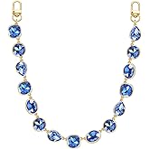 Concise Royal Plated Gold Clear Pink Blue Emerald Multicolor Gemstone Keychain Charms Chain for Handbag