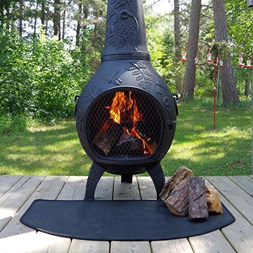 The Blue Rooster - Hearth Rug Front Round 18"x48" Fireplace and Chiminea Floor Protector