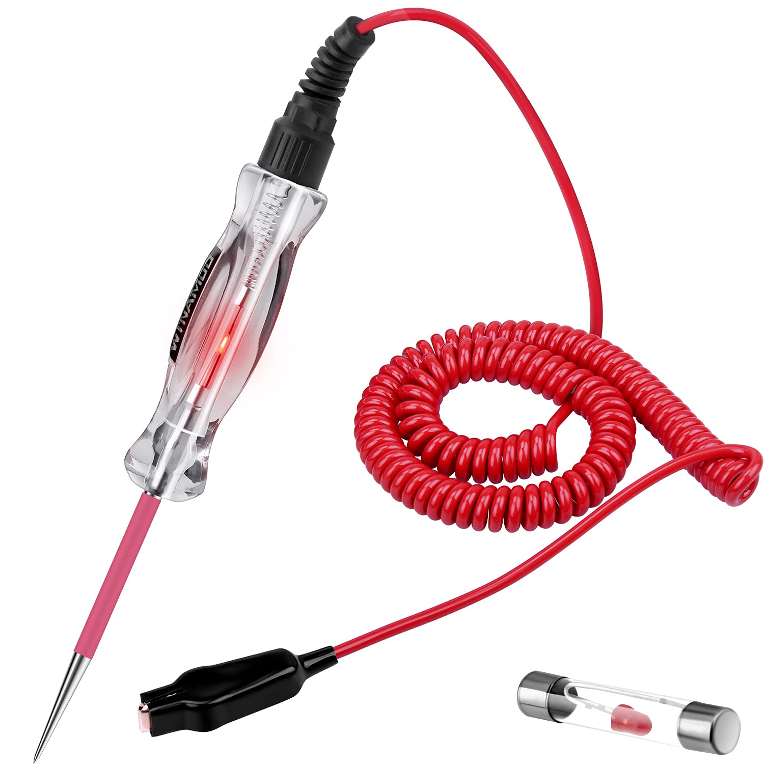 Photo 1 of Premium LED Bulb Automotive Circuit Tester, 6-24V Test Light with 135 Inch PU Extended Spring Wire, Sharp Hard Steel Probe Vehicle Circuits Low DC Voltage Light Tester