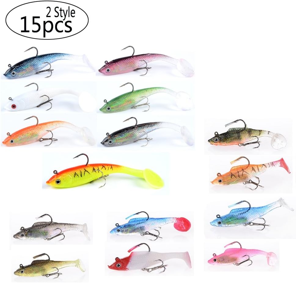 East Rain Soft Lead Jig Heads with Paddle Tail for Saltwater Freshwater Fishing Lures (PVC/0.68oz/3.94inch/7 Colors Options)