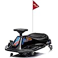 VPQS 24V Electric Drifting Go Kart for Adults and Kids Ride on Electric Vehicles Car Age 3+ 80kg Load Capacity Crazy Drifting Carts in Situ Rotate 360°Gokart Metal Anti-Collision Frame(Black)