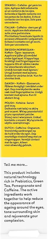 Q+A Caffeine Eye Serum 15ml Brightening Eye Treatment Dark Circles Puffiness view 8