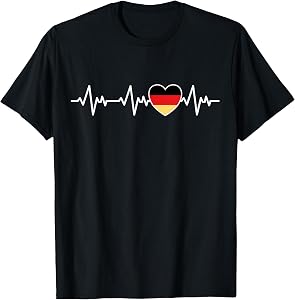 Germany German Mens Kids Womens German Heartbeat Flag T-Shirt