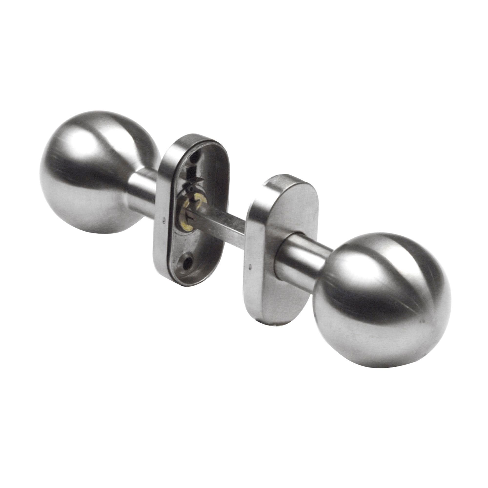 Amig - Round Fixed Knob Set for Interior Doors Mod. 11AL | ø62 x 77 mm | Includes Anti-Theft Thru Screws | Ergonomic Grip | Stainless Steel 18/8 Matte