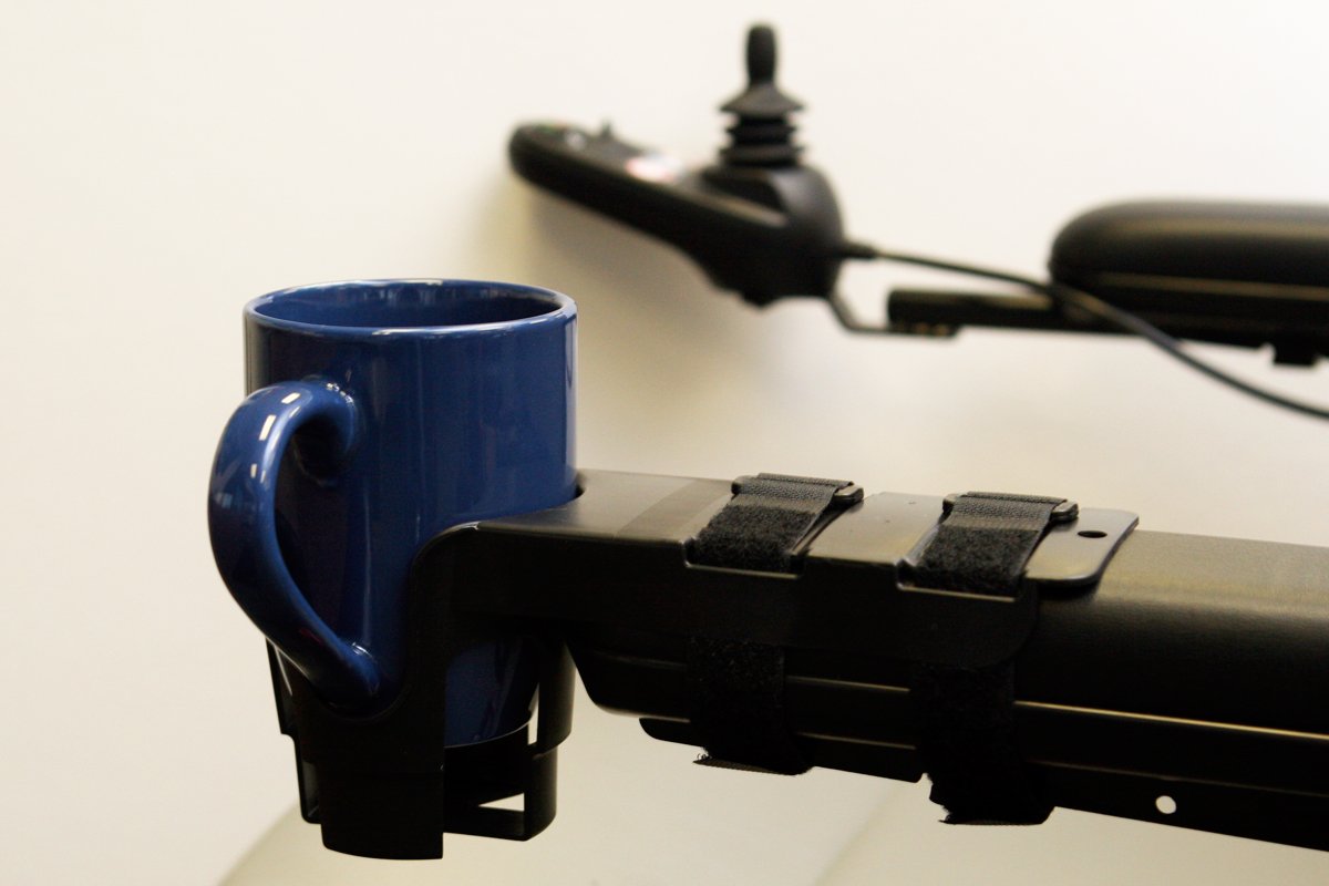 Nearly Universal OH - Wheelchair Cup Holder, Cup Holder for Electric Wheelchair and Mobility Scooter, Black