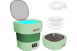CNCJ Portable Washing Machine with Spinner, 18L Large 2 in 1 Small Laundry Portatil, Foldable Mini Underwear Portable Washer, Collapsible Washer for Baby Clothes, Apartment, Camping, Travel Green