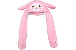 CZZLYJ Kawaii Ear Moving Jumping Hat Cute Cartoon Fluffy Cap Soft Warm Winter Headwear Anime Plush Hats for Women Girls