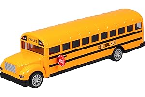 PATKAW School Bus Model Toy - 1:16 Scale Pull Back Car for Kids Birthday, Play House Toys, Party Educational Gift, 21.5x5.5cm
