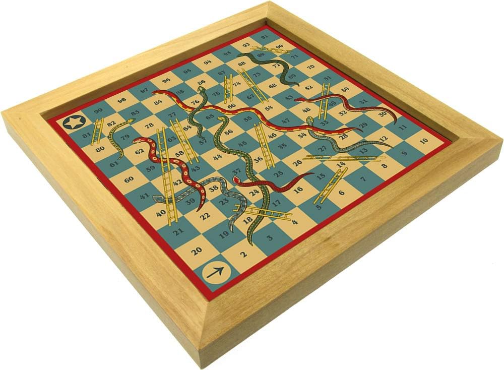 Brimtoy Handmade Snakes & Ladders Traditional Wooden Board Game, Strategy Board Game for 2-4 Players Ages 8+, Family Game - Image 4