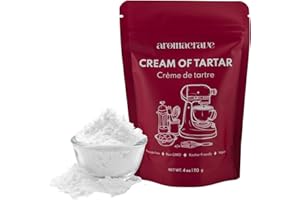 AROMACRAVE Cream of Tartar Powder, High-Purity Potassium Bitartrate for Baking & Cooking, Stabilizes Egg Whites, Prevents Sugar Crystallization, Leavening Agent for Fluffy Baked Goods (4 Ounce (Pack of 1))