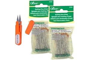 WESTLAKE ART Quilting Pins Fine, 100 Pins - Glass Head Quilting Pins for Precision Sewing | Bundled with Embroidery Scissors - Stainless Steel Fabric Pins for Sewing ~ [Pack of 2]