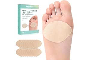 Welnove Moleskin Pads for Feet, Moleskin Tapes for Women Men, Sector-Shaped Design for Ball of Foot, Water-resistant Mole Ski