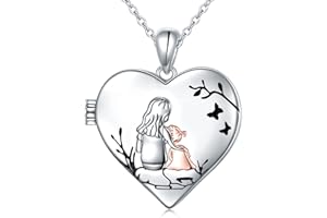 Ladytree S925 Sterling Silver Love Heart Mother and Daughter Keepsake Hold Pictures Photo Locket Memory Pendant Necklace Gifts for Women Grandma Mother Daughter