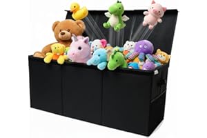 SoftOwl Extra Large Toy Storage Organizer with Lid - Sturdy, Collapsible Toy Chest Storage Box Design - Toys Bin with Dividers for Kids, Nursery, Bedroom, Playroom 37"x16"x14"
