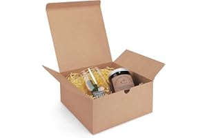 Eupako Brown Gift Boxes 8x8x4 10 Pack, Kraft Paper Gift Boxes with Lids for Bridesmaid Proposal Gifts, Wedding, Birthday, Crafting, Graduation, Holiday, Christmas