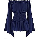 FEOYA Women’s Renaissance Off Shoulder Blouse Medieval Pirate Peasant Shirt for Cosplay Party Daily Wear