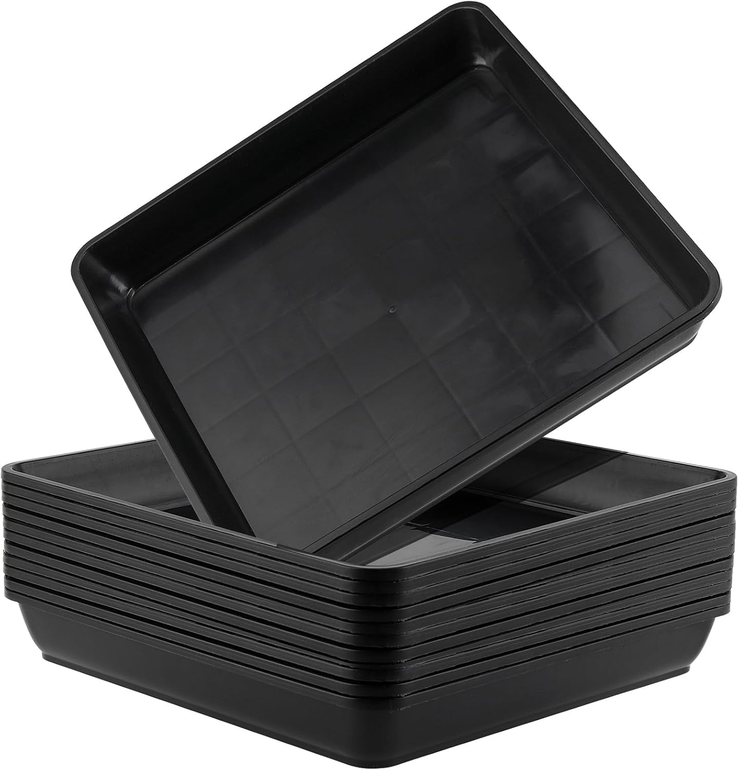 Photo 1 of LEXININ 12 PCS 9 x 9 Inch Black Square Plant Saucer, Square Plastic Plant Saucers, Square Flower Pot Drip Trays for Indoor and Outdoor Plants