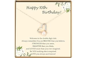 TZPI Sterling Silver Pearl Necklaces for Women, Gold/Silver Heart Necklaces for Girls, 10 13 16 21 30 40 50 60 Years old Birthday Wedding Jewelry Gifts, Single Pearl Simple Tiny Small Faux Pearl Necklaces