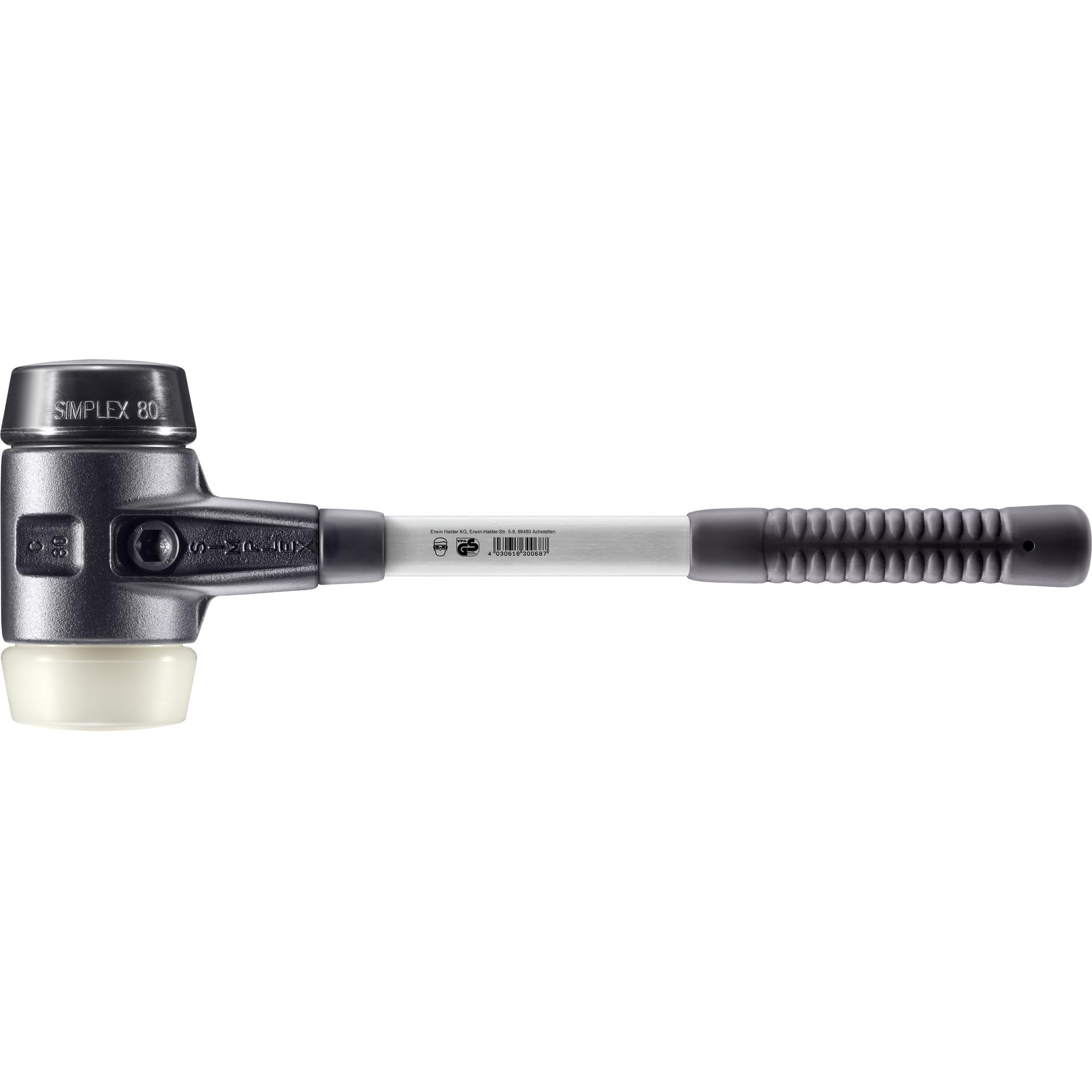 Halder 3728080 "Simplex" Rubber/Nylon Soft-Face Mallet with Cast Steel Housing, Multi-Colour, 80 mm