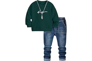 Kxuryueo Toddler Boy Outfits Long Sleeve Pullover and Jean Pants Sets Fall Winter Clothes (Sizes: 2-6)