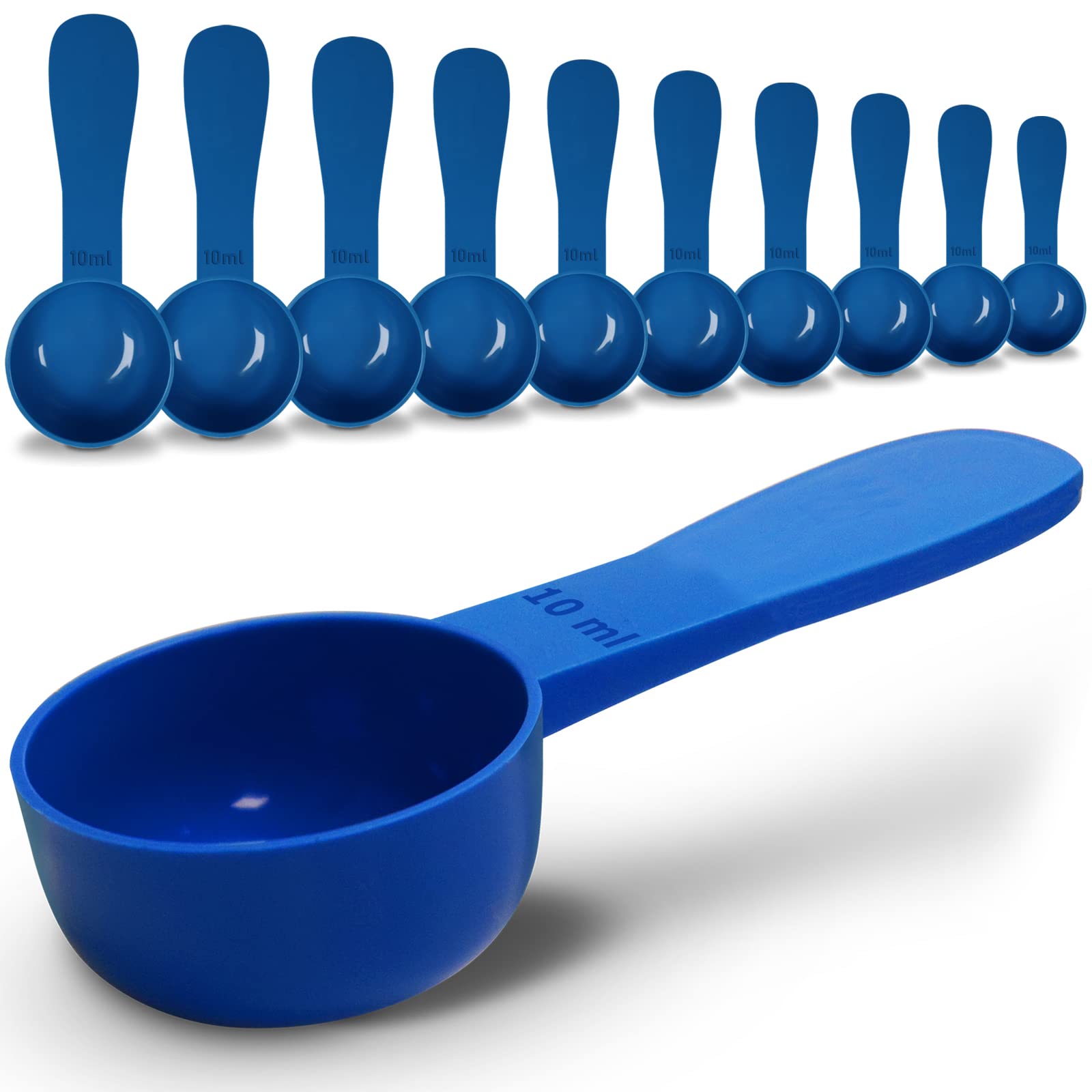 10pc Kit, RE-GEN 10ml Reusable Short Handle Plastic Measuring Spoon Scoops Dosing Spoons | Ideal for Liquids, Powders, Granules, Home, Kitchen, Catering, Healthcare, Fitness