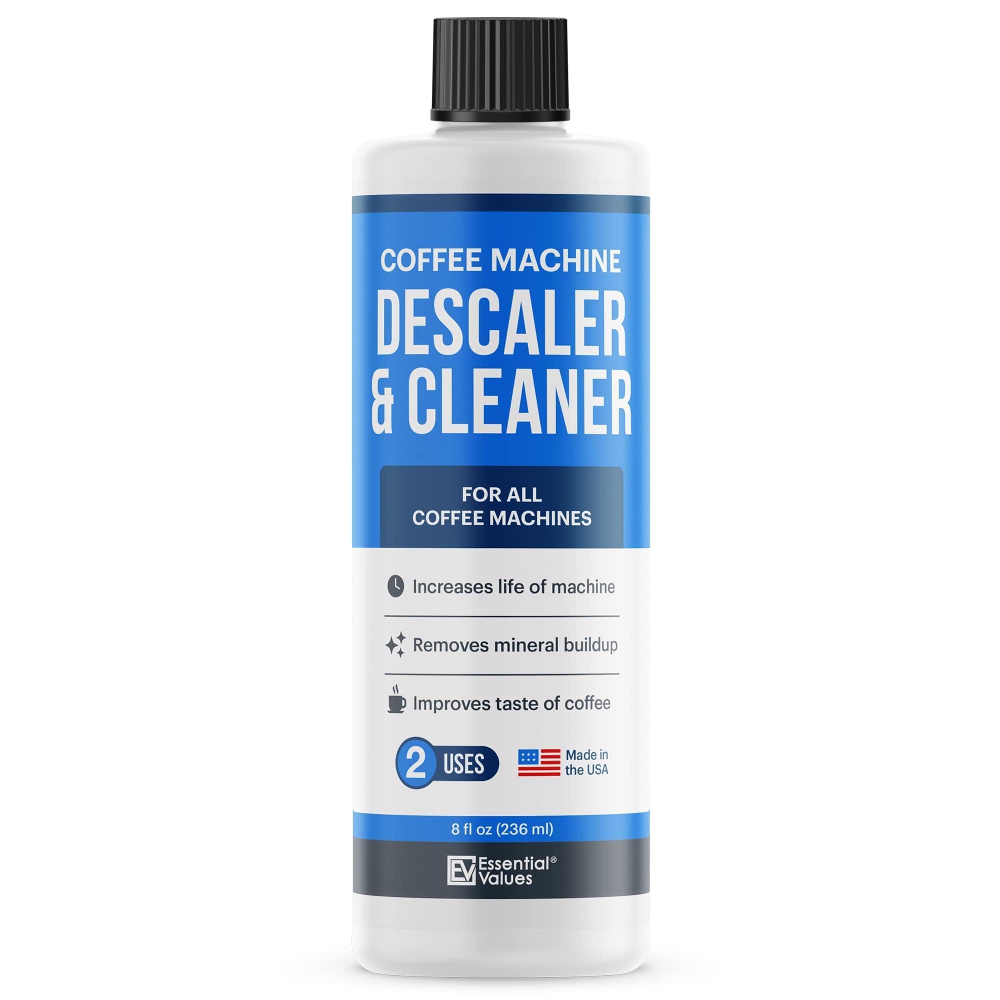 Essential Values Coffee Machine Descaler for Coffee Machines Cleaner - Descaler Liquid - Compatible with Delonghi, Nespresso, Dolce Gusto, Sage, Lavazza and More - 236ml 2 uses