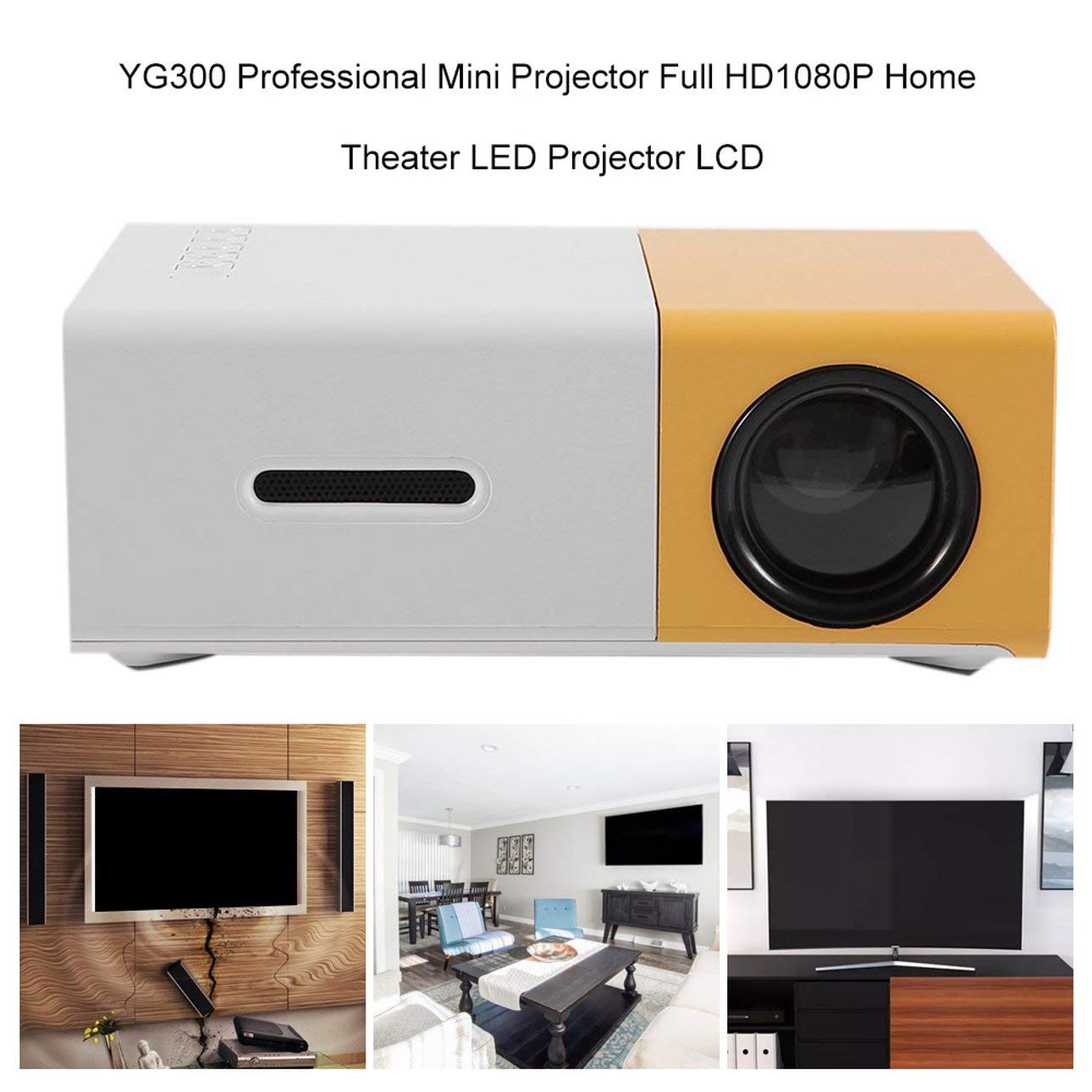 Ballylelly Mini proyector profesional YG300 Full HD1080P Proyector ...