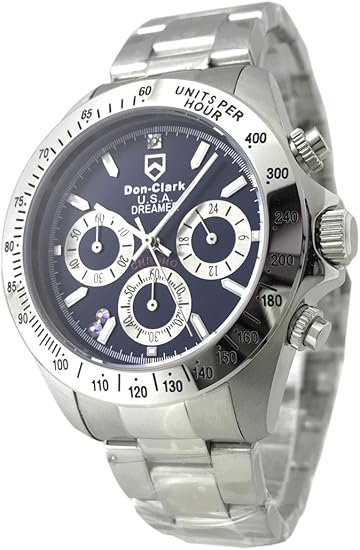 Amazon 世界限定150本モデル Don Clark Happy Chronograph スワロフスキー X 天然ダイヤモンド ダンクラーク メンズ腕時計 クロノグラフ Ad 51 47s 並行輸入品 メンズ腕時計 腕時計 通販