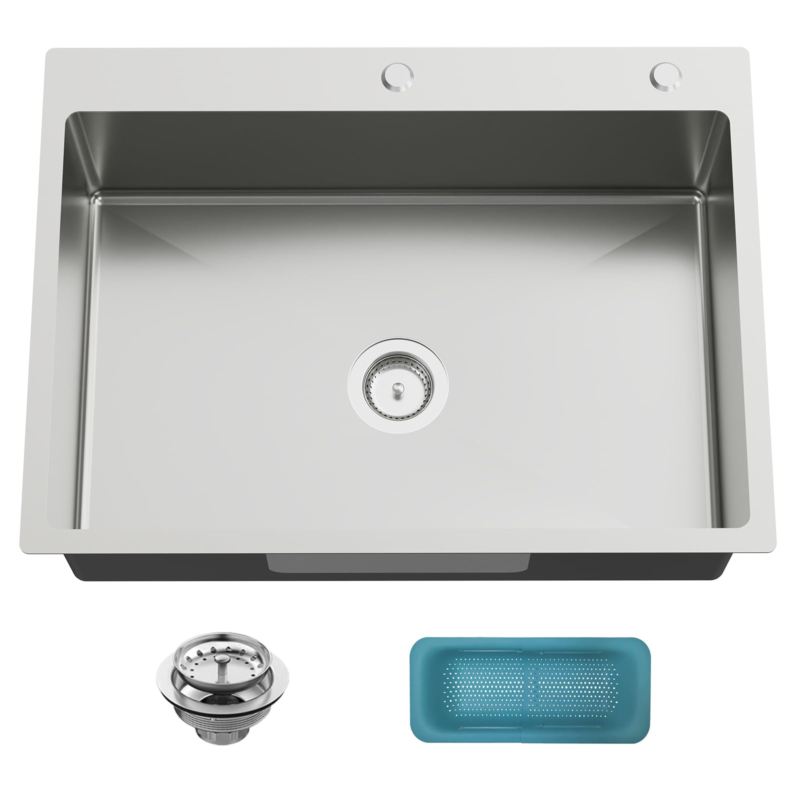 Photo 1 of 30x22 Inch Stainless Steel Kitchen Sink - Drop In Modern Single Bowl Topmount Kitchen Sink With Silicon Mat,Drain Strainer Set Offering Large Basin And Compatibility With Various Kitchen&Bar Style