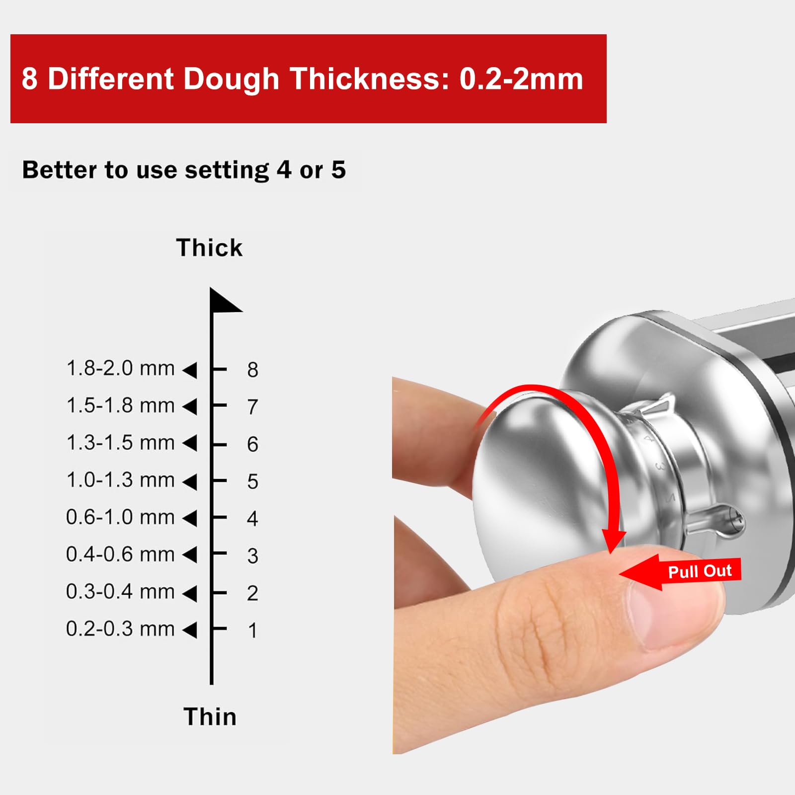 Pasta Roller for Kitchenaid Stand Mixer, Stainless Steel pasta roller kitchenaid attachment with 8 Adjustable Thickness Knob, Dough Pasta Roller kitchenaid pasta roller attachment for Raviolis Pasta