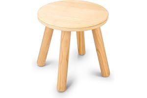 wingyz Wooden Step Stools for Kids, 10 Inch Solid Kids Chairs Perfect Matched Sensory Table, Multi-Purpose Children Sitting Stool for Playroom Bathroom (Natural, 1 Pack)