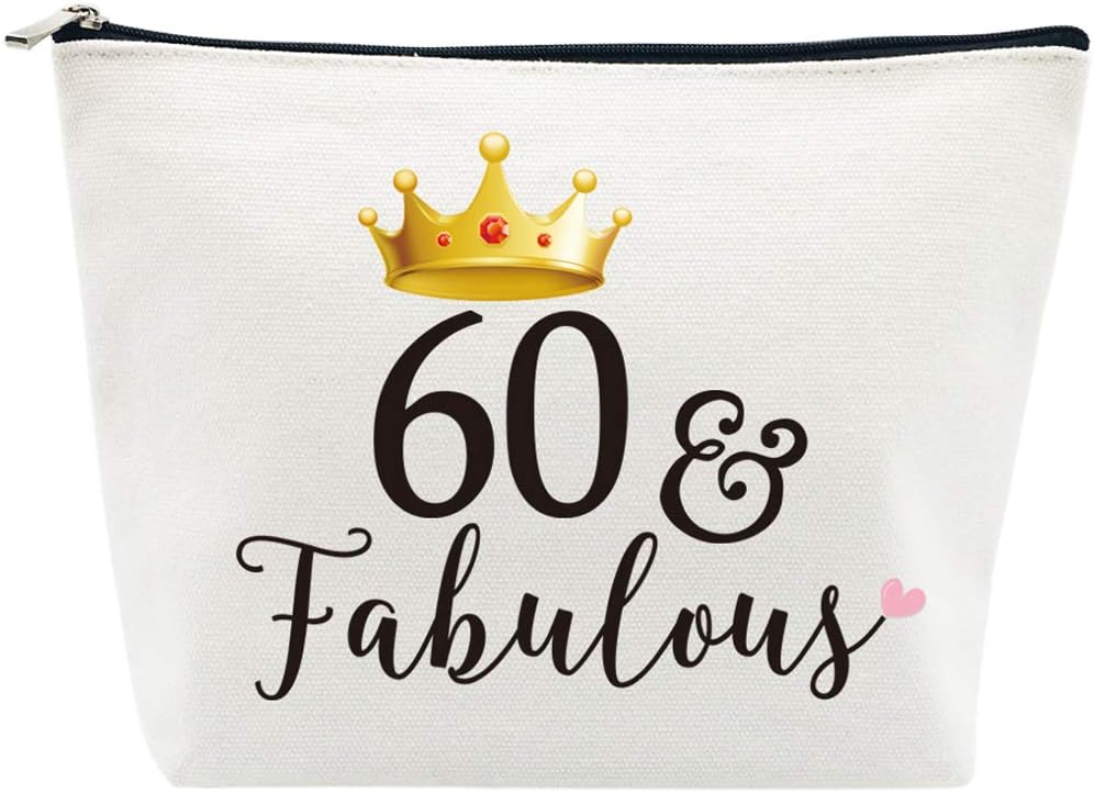 60th Birthday Gifts for Women 60th Birthday Party Supplies and Decorations 60 and Fabulous Turning Sixty Makeup Bag Funny 60th Gifts Idea for Her
