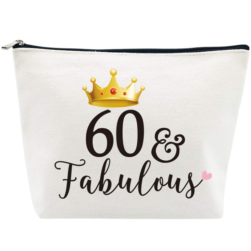 60th Birthday Gifts for Women 60th Birthday Party Supplies and Decorations 60 and Fabulous Turning Sixty Makeup Bag Funny 60th Gifts Idea for Her